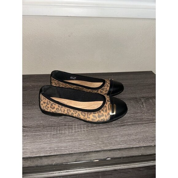 Clarks Meadow Rose Brown Leopard Print Slip On Ballet Flats Women’s Size 10 W - Picture 2 of 7
